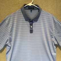 Peter Millar Polo Shirt Mens Large Blue Striped Crown Crafted Performanc... - $20.83