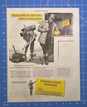 Vintage Print Ad Western Union Telegram Men Camping Hunting Canoe 13.5&quot; x 10.5&quot; - £13.18 GBP