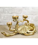 Contemporary Gold Tone Marine Ocean Octopus Tentacles Trio Votive Candle... - $1,204.46 MXN