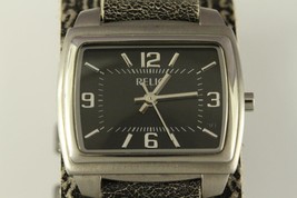 MODERN Costume Jewelry RELIC Embossed Leather Band Black Face Quartz Watch - £19.27 GBP