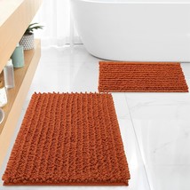 Luxury Chenille Burnt Orange Bathroom Rugs Bath Mats Sets, Extra Soft And Absorb - £39.38 GBP