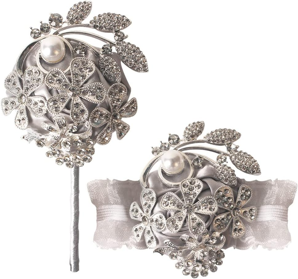 Wrist Corsage with Peal and Rhinestone Corsage and Boutonniere Set for W... - $33.14