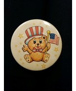 1980 Russ Berrie &amp; Company INC Teddy Bear Patriotic Pin Back Button 3&quot; K... - £7.41 GBP