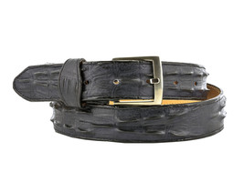 Denim Blue Western Cowboy Leather Crocodile Alligator Tail Belt Silver B... - £24.03 GBP