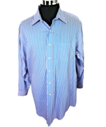 Brooks Brothers Button Front Dress Shirt Men&#39;s Size 17 2/3 Blue and Pink... - $17.42