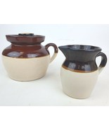 RRP Co. Roseville Pottery Pitcher &amp; Bean Crock w/Lid Brown Top 2 Tone St... - £62.56 GBP
