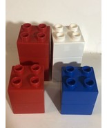 Lego Duplo 2x2 Lot Of 10 Pieces Parts Red White Blue - $6.92