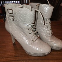 High Heel Ankle Boots ROCKPORT Size 6 Womens Grey Platform Stilettos Lace Up Zip - £11.61 GBP
