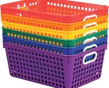 Plastic Storage Baskets With Handles, 13 X 10, Rainbow Colors 6 Pk, Bins... - £72.82 GBP