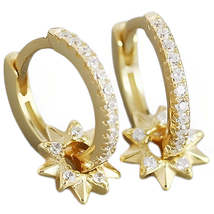 Anyco Earrings Unique Circle Rotating Star Hoop Bohemian Charming Fine Gothic - £24.10 GBP