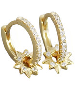 Anyco Earrings Unique Circle Rotating Star Hoop Bohemian Charming Fine G... - €25,77 EUR