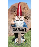 Ebros &quot;Go Away!&quot; Gnome Dwarf Not Welcome Statue 17.75&quot;H Patio Outdoor Fi... - $1,435.16 MXN
