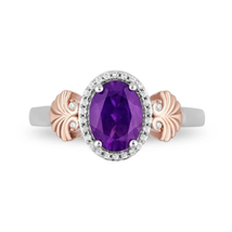 Enchanted Disney Villains Oval Amethyst and Diamond Engagement Ring Silver Ring - £98.07 GBP