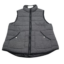 Ava Viv Vest Womens Gray 1X Sleeveless Full Zip Two Front Pocket Button - £24.34 GBP