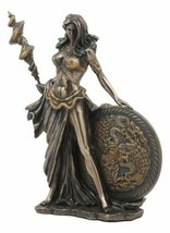 All Mother Goddess Frigga Holding Spear And Shield Statue Norse Asgard Wife Odin - £51.15 GBP