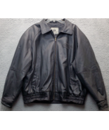 Burk&#39;s Bay Jacket Mens XL Black Lined University Leather Long Sleeve Ful... - $32.37