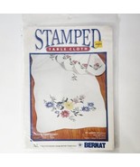 Vtg 1989 Bernat Stamped Table Runner Floral Bouquet Stamped Cross Stitch... - $34.17 CAD