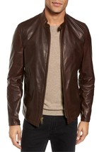 Brown Leather Racer Jacket for Men Biker Moto Size XS S M L XL XXL Custom Made - £114.23 GBP
