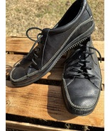 Hush Puppies Malibu Black Leather Sneaker Walking Shoe 10N - £30.09 GBP