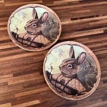 2 Lori Siebert Rabbit Bunny Dessert Plates 7 3/4” - £21.53 GBP