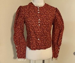 1970&#39;s Vintage Victorian Edwardian Style Calico Prairie Blouse - £36.74 GBP