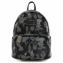 Loungefly Disney Black Faux Leather Villians, maleficient  AOP Mini Backpack - £117.33 GBP
