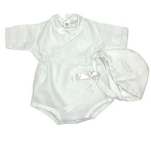 Phyllis Babywear boys 0-6 month vintage white satin Christening romper b... - $17.81