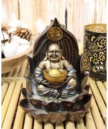 Ebros Happy Buddha Carrying Gold on LotusThrone Backflow Cone Incense Bu... - $714.63 MXN