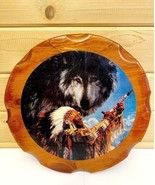 Vintage Americana Native Wolf Art Print On Real Wood 1990s Handmade Art - £27.25 GBP