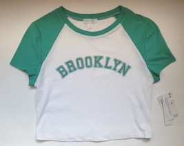 Abound Womens Brooklyn Graphic Tee Crop Top White Green Sz Small New with Tag - £11.40 GBP