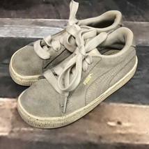 Puma gray suede kids sneakers youth size 10c - £23.59 GBP