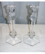 Vintage Val St Lambert Crystal Tapered Candlestick Pair of Two Gardenia 8-b - €211,09 EUR