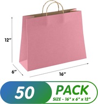 Violet Shopping Paper Bags 16x6x12 Kraft Carrier Bags with Rope Handles 50 Pack - £41.17 GBP