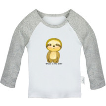 Where is The Milk Funny Top Newborn Baby T-shirt Infant Animal Sloth Graphic Tee - £7.75 GBP+
