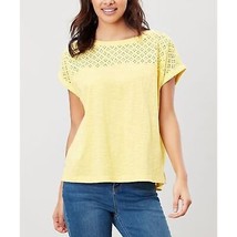 NWT Womens Size 2 Joules Yellow Cassi Eyelet Cap-Sleeve Tee Top - £19.57 GBP