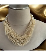 Elegant Faux Pearl Beaded Multi Strand Necklace - $14.99