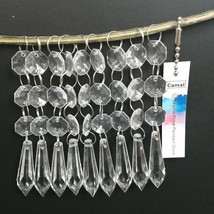 60pcs Long Cone Pendant Acrylic Crystal Octagon Bead Garland Chain Chandelier - £12.70 GBP