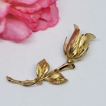 Vintage Gold Tone Rose Flower Pin Brooch - £13.51 GBP