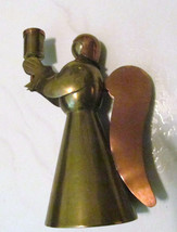 Vintage Brass &amp; Copper Candle Holding Angel Handmade Sculpture Figurine ... - £18.87 GBP