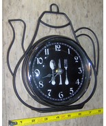 Vintage Table or Wall Clock Black Wrought Iron Food Tea Coffee Kettle Pot - $586.78 MXN
