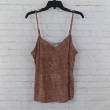A New Day Top Womens Large Brown Printed Sleeveless V Neck Tank Rayon Casual - £14.02 GBP