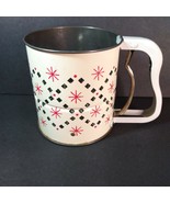 Vintage Androck 3 Screen Flour Sifter Hand-I-Sift Great Graphics Red Starburst  - $20.79