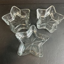 Lot Of 3 Libbey 6&quot; STAR-SHAPED Clear Glass CANDY/NUT Bowl Trinket Dish~Celebrate - £16.17 GBP