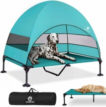 Elevated Dog Bed With Upgraded Canopy, Raised Outdoor Dog Tent With, Poo... - $77.95