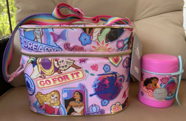 Disney Princess Pink Lunchbox &amp; Matching Beverage Hot Cold Storage Container New - £28.14 GBP
