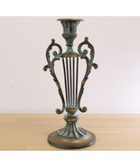 Andrea by Sadek Brass Metal Candle Holder 11&quot; w/ Patina Lyre Harp Greek ... - £15.73 GBP