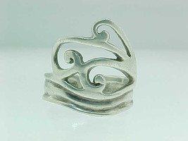 MODERNIST STERLING Silver RING with Open Work detailing - Size 7 1/2 - £59.81 GBP