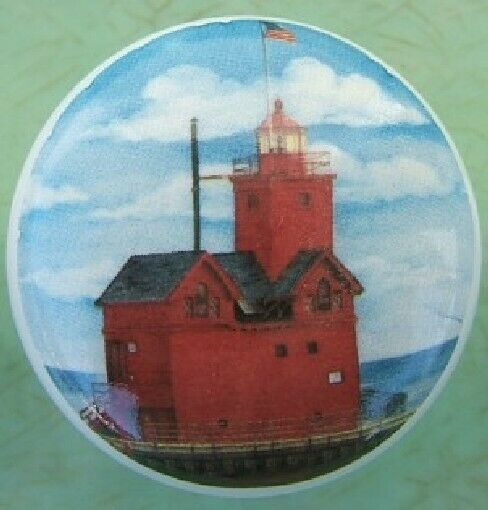 Ceramic knob Light House Lighthouse Holland Harbor MI #2 - $4.55
