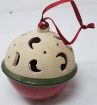 Abstract Moon Christmas Ornament 1990 Ceramic Metal Round Heavy Large Vintage - $14.20