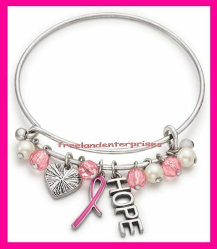 Breast Cancer Crusade Charm Bracelet ~ Pink & Silvertone ~ NEW Boxed~Great Gift~ - £9.30 GBP